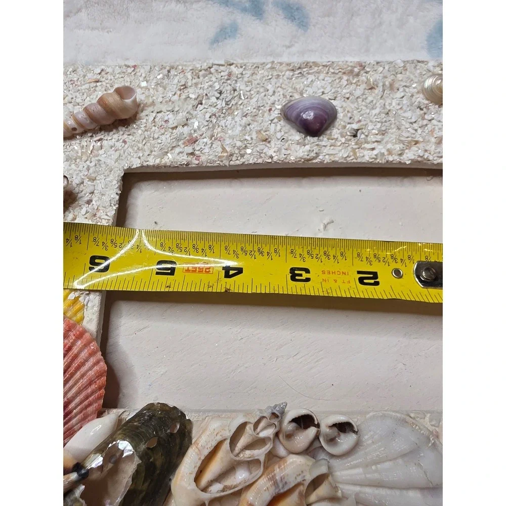 Vintage Seashell Picture Frame Coastal Beach Decor‎ Handcrafted Shell Art 5x3.5